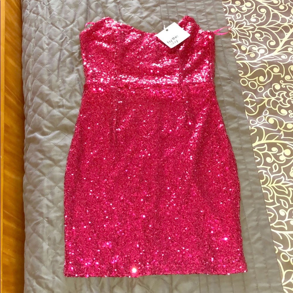 Brand New Hot Pink Sequin Mini Dress